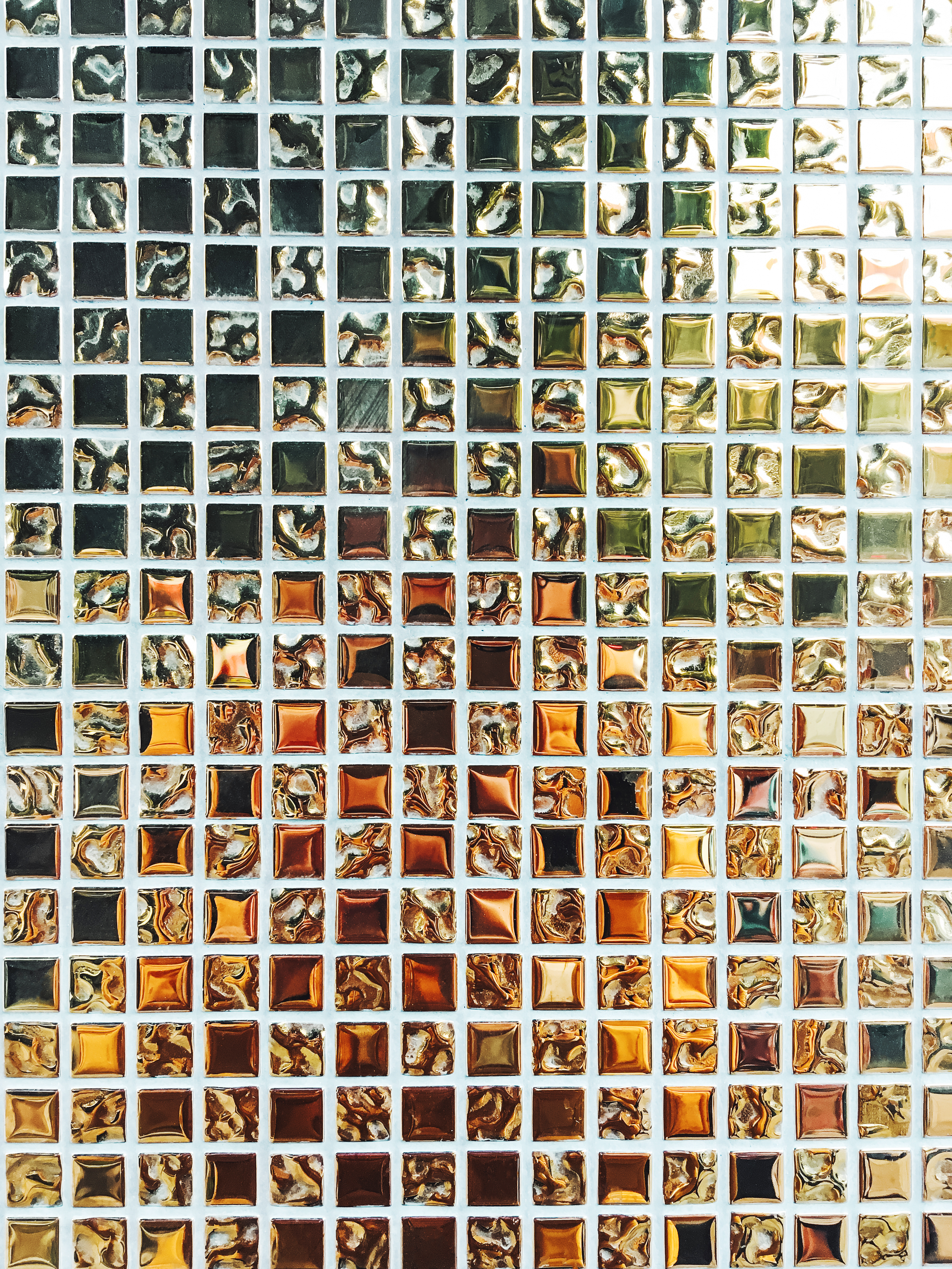 Colorful Background Made Square Mirror Tiles Mosaic Pieces With Smooth Swirled Texture